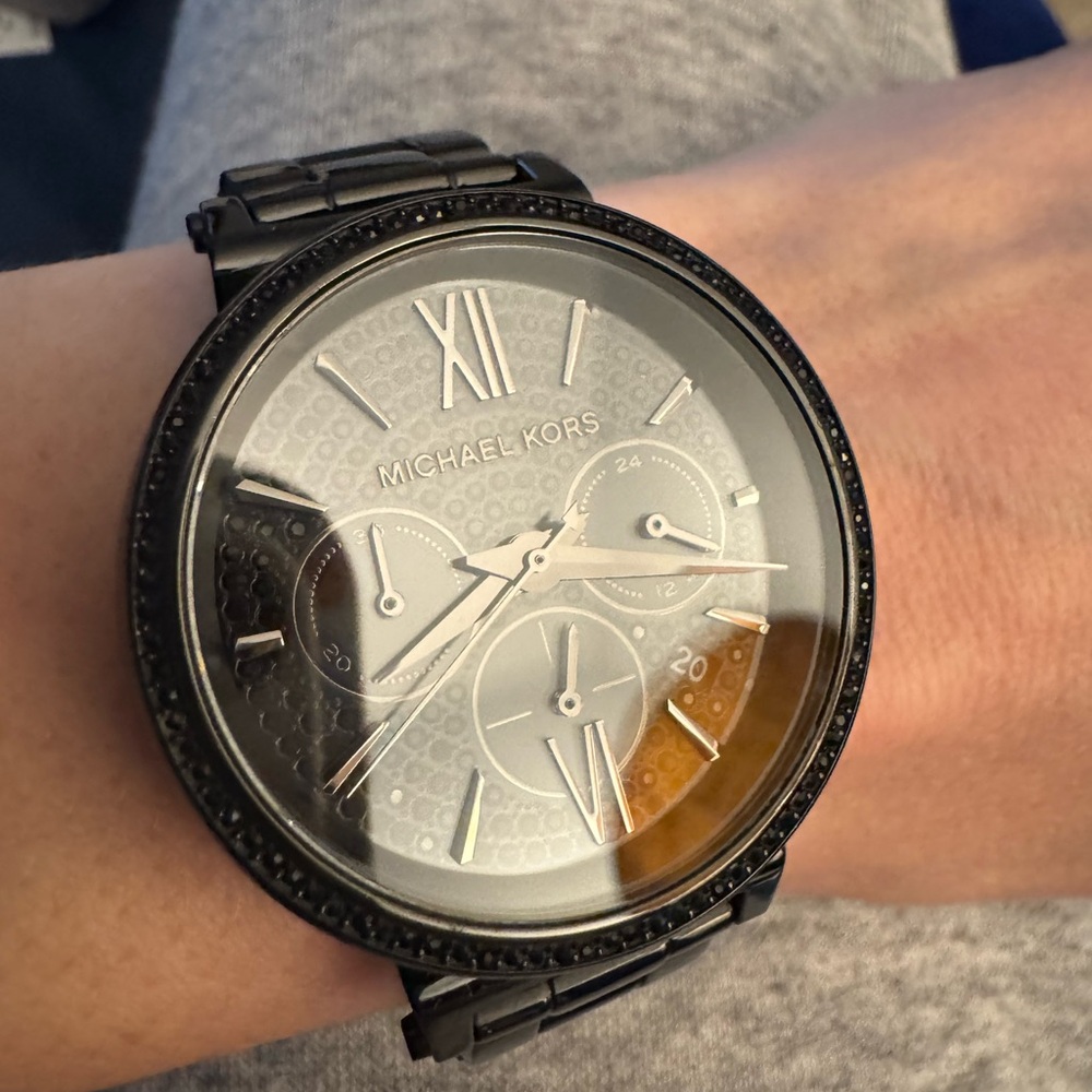 Black sparkly, Michael Kors watch